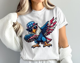 愛国的な鷲のダブ PNG SVG、独立記念日昇華デザインTシャツ、アメリカ国旗の白頭鷲のクリップアート、アメリカンプライドシャツのグラフィック、デジタルダウンロード