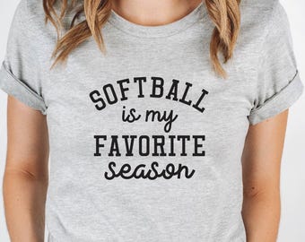 Camiseta "El sóftbol es mi temporada favorita" - Camiseta divertida de sóftbol - Camiseta para el día del partido - Regalo para mamás de sóftbol - Camiseta deportiva de verano - Camiseta de jugador de sóftbol