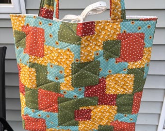 Quilted oversized Tote Bag | Fall Patchwork