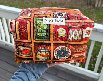 Gesteppte Schminktasche mit Reißverschluss | Nachmittagstee