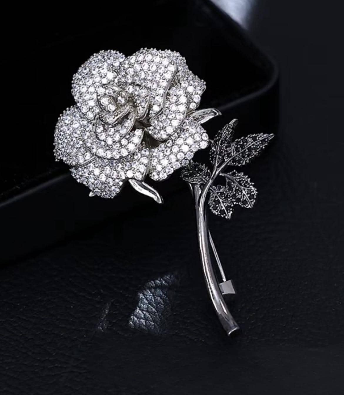 Silver Rose Brooch - Etsy