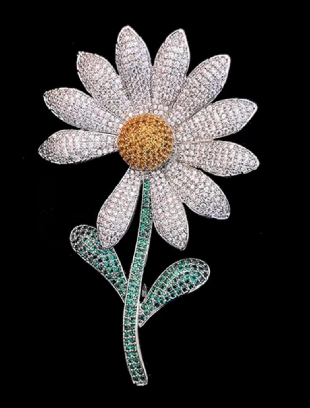 Sunlit Daisy – Sparkling Rhinestone Flower Brooch & Pendant, Gift for ...