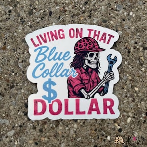 Stickers and Decals | Blue Collar Sticker | Blue Collar Dollar | Cheetah Print | Construction Related | Gift for Her | Waterproof Stickers