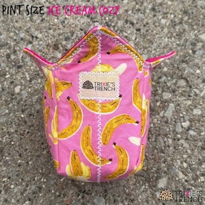 Handmade Pint Size Ice Cream Cozy: Insulated Print Selection