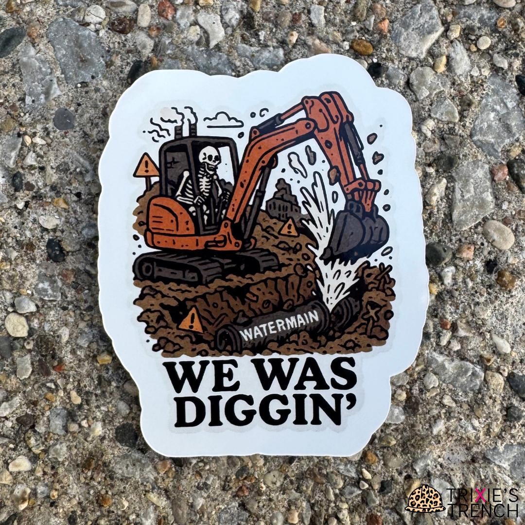 Awkward Dig We Was Diggin' Funny Construction Sticker: Skeleton Excavator - Etsy