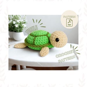 Haakpatroon voor een schildpad zonder naaien – Amigurumi zeeschildpad, schattig knuffeldier, direct digitaal te downloaden in PDF-formaat