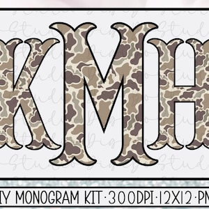 Preppy Camo Fishtail Monogram DIY Kit | Everyday Camouflage | Personalize Initials | PNG Digital |