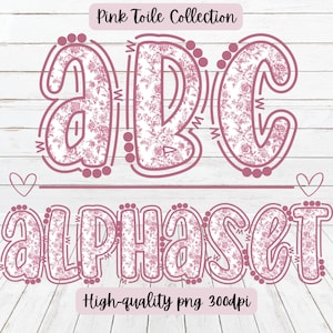 Alphabet floral Chateaucore PNG complet | Toile rose | Chinoiseries | Lettres Alpha personnalisées | Cadeaux T-shirts |