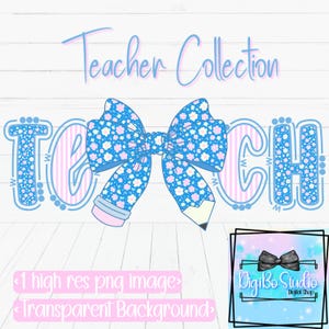 Preppy Ditsy Blumen TEACH PNG | Kokette Bleistift Bogen | Lehrer Erzieher Schule | Tshirts Geschenke