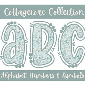 Alphabet complet Chateaucore Coquette vert sauge PNG numérique | Noeuds floraux | Police Alpha personnalisée | Cadeaux t-shirts |
