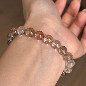 AAA+ Top Quality Mixed Rutiled Quartz Bracelet 8mm, Fine Icy Gold, Silver, Copper, Red Rabbit Hair, Collection Grade, Special Gift for Her