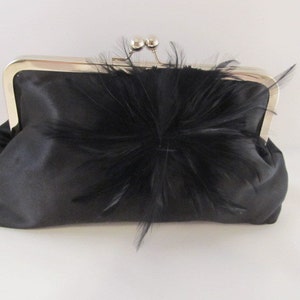 Black Satin Clutch-Clutch-Purse-Handbag-Kisslock-8 inch