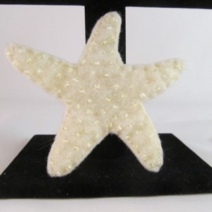 Ivory Starfish Pin-Brooch-Felt Starfish-Beaded-Beach Wedding-Coastal