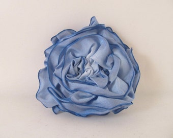 Ribbon Rose Pin-Hair Clip-Brooch-Blue-Light Blue