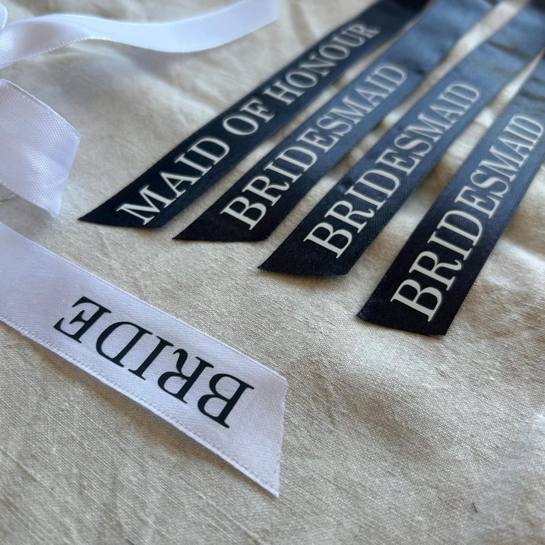 Five Ribbons Personalised Bow Ribbons 25mm for Weddings, Hens, Birthdays and ...