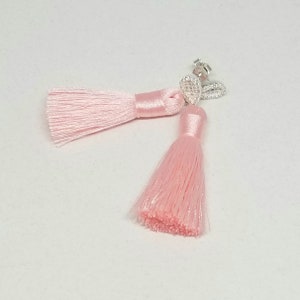Pink Tassel Earrings, Tassel Earrings, Sterling Silver Ear Posts, Crystal Pave Ear Post with Tassel, Boho Summer Dangle Tassel Fan Earrings