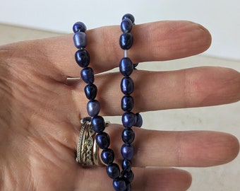 Dark Blue Pearls, Bright Blue, Freshwater Pearls, Navy Blue, Oval Pearl, Full Strand, 5mm X 7mm