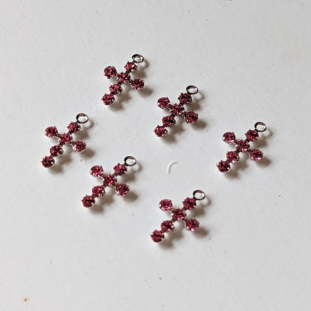 Swarovski Elements Pink Crosses, Set of 6 Pink Swarovski Crystal ...