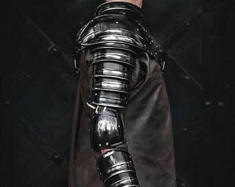 Black Steel Single Arm Pauldron: Medieval LARP Armor