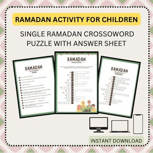 Ramadan Crossword Activity for Children