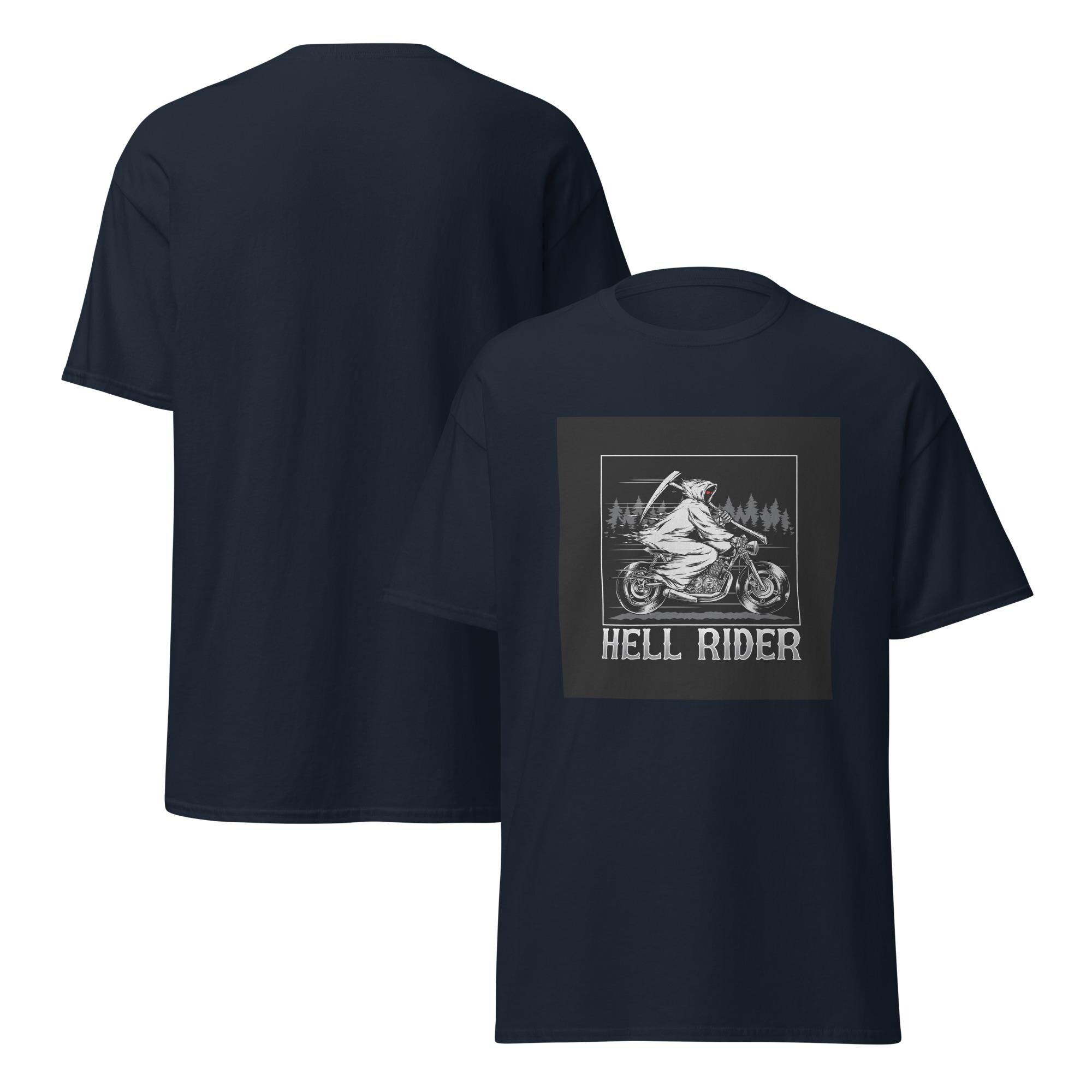 thumbnail image 2 of Gildan Skull Biker Grim Reaper 5 Men's T-Shirt - 100% Cotton, Preshrunk, Crew Neck, Short Sleeve (Regular Fit, Made To Order) 2 of 5
