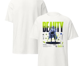 Beauty Cyber Girl T-Shirt, Futuristic Anime Babe Tee, Neon Sci-Fi Japanese Streetwear, Stylish Techwear Aesthetic Graphic for Otaku Fans