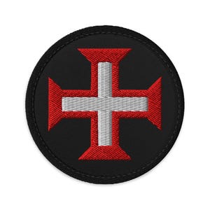 Écusson brodé Croix de l'Ordre du Christ Portugal (Fond foncé) avec Velcro (Cercle)