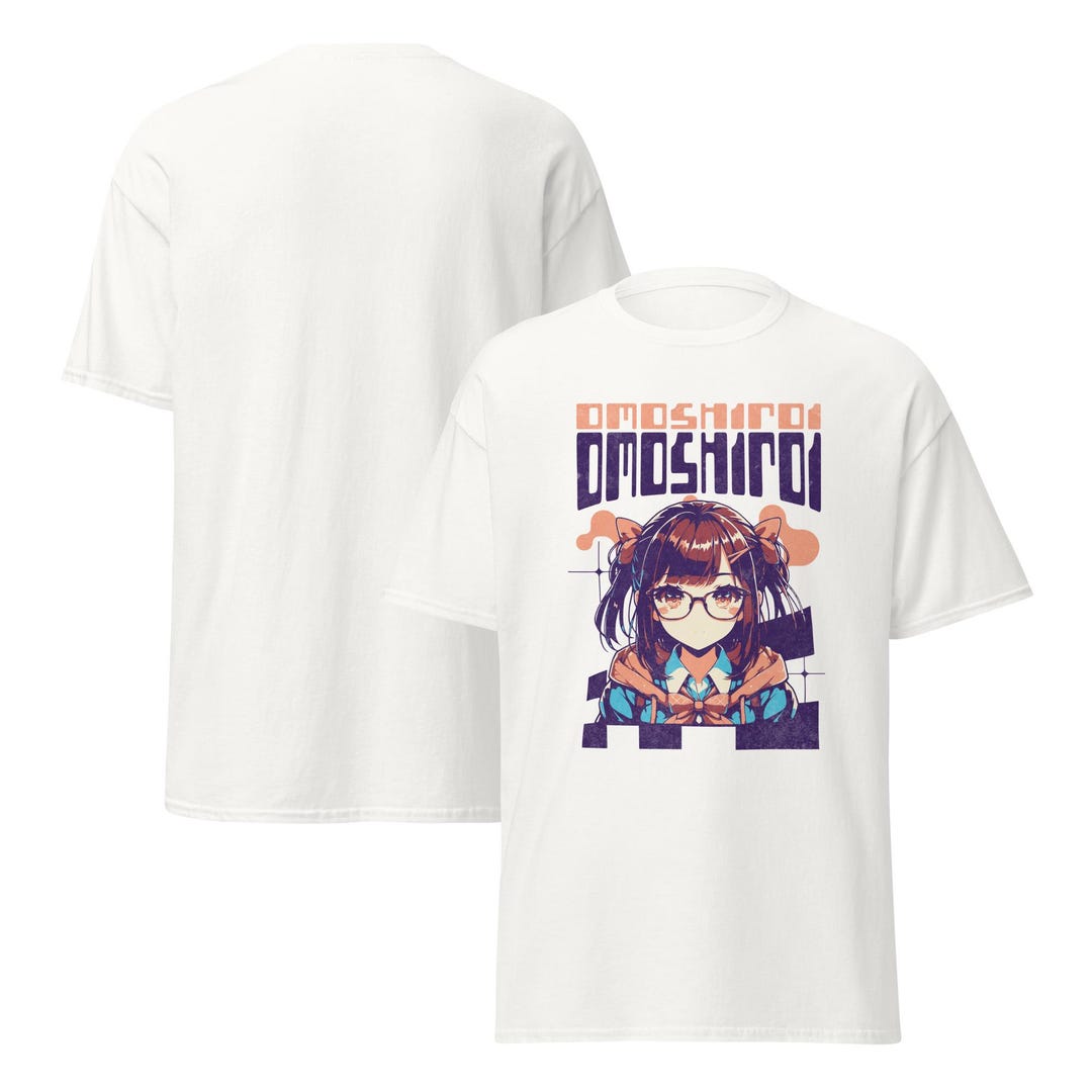 Omoshiroi T-shirt, Retro Japanese Anime Girl Tee, Cute Nerdy