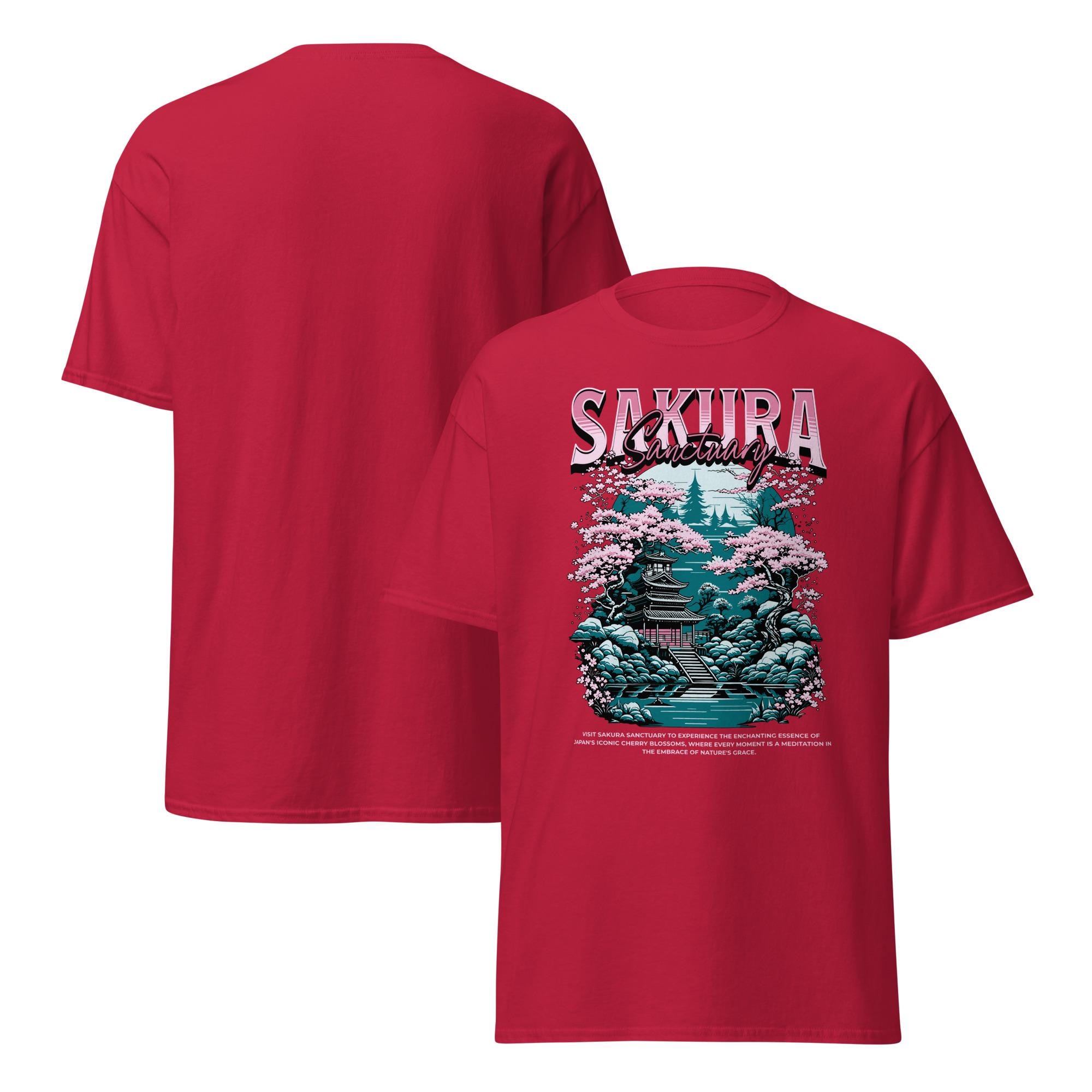 ヤンチェオンテンバール　SAKURA Tシャツ Sakura Sanctuary T-shirt, Tranquil Japanese Garden Tee, Cherry