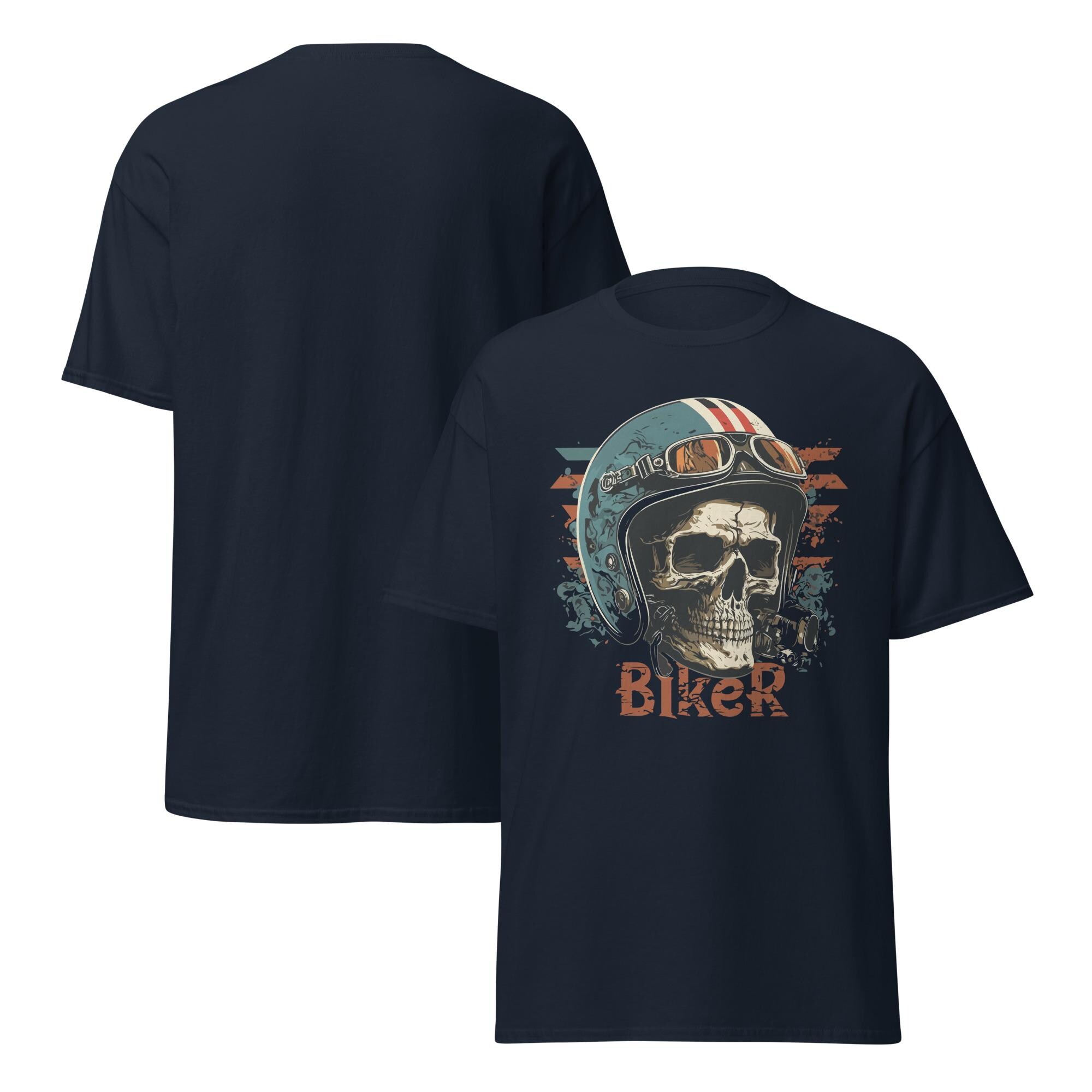 Retro Biker Skull Helmet Graphic Tee – Vintage Motorcycle Skull T
