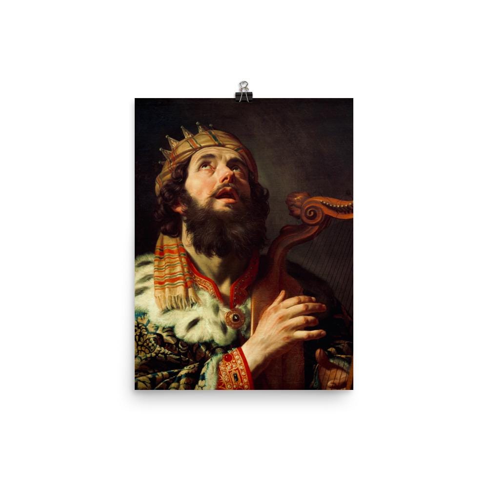 King David Playing the Harp by Gerard Van Honthorst Matte Poster
