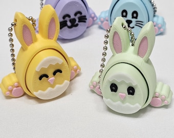 Easter Eggs Bunny 3D Printed Fidget Clicker Clicky Keychain
