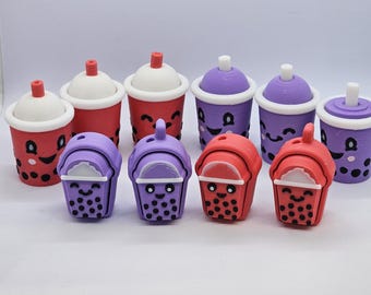 Boba Bubble Tea 3D Printed Clicky Clicker Fidget Keychains