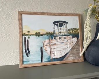 Tugboat Painting - Hand Painted
