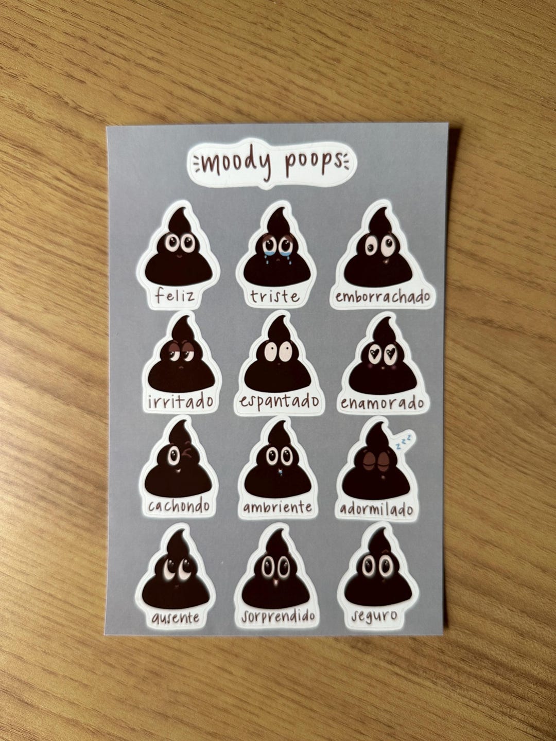 Poop Meme Sticker Moody Poops Sticker Sheet, Spanish Emojis, Silly Stickers, Poop Emoji ...