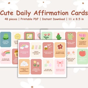Cartão de Afirmação Diário Bonito para Imprimir, Baralho de Cartas de Afirmação, Cartas de Afirmação Positivas, Amor-próprio, Abundância, Cura, Cartões para Imprimir