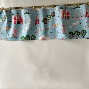 Vintage Print Kitchen Curtain Valances,  cotton, farm print
