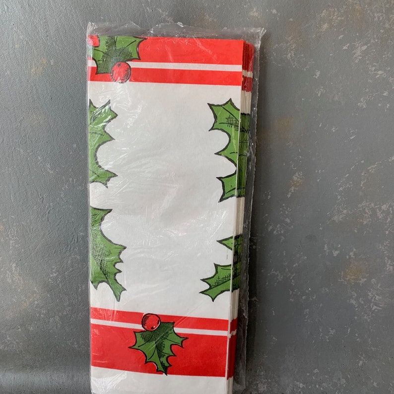 Vintage Paper Christmas Tablecloth Large Holly Red and Etsy