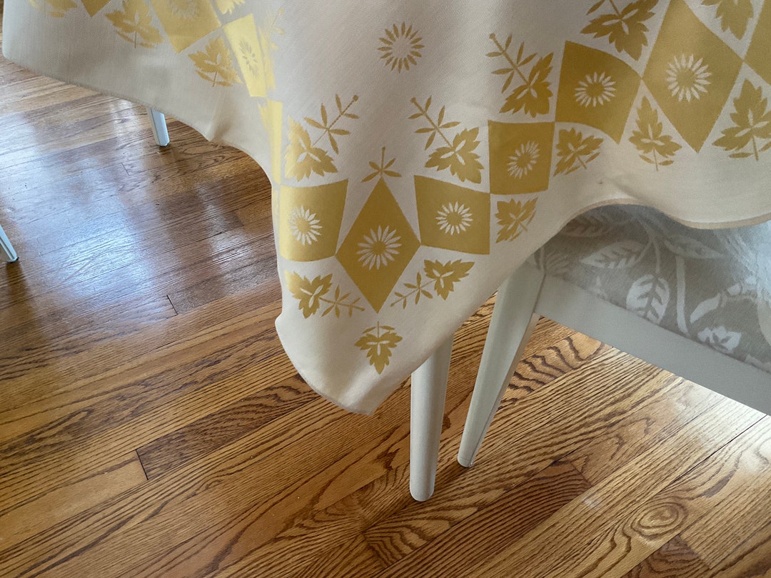 Vintage Yellow Damask Tablecloth, Rectangular, Rectangle, 57 X 48 Etsy
