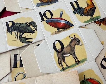 Vintage tagboard alphabet blocks