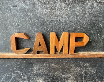 Vintage wood letters, alphabet, handmade. block style