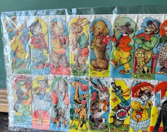 Vintage German Die Cuts, Animals, gnomes, trolls
