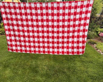 Vintage Cotton  Tablecloth, check, rectangular