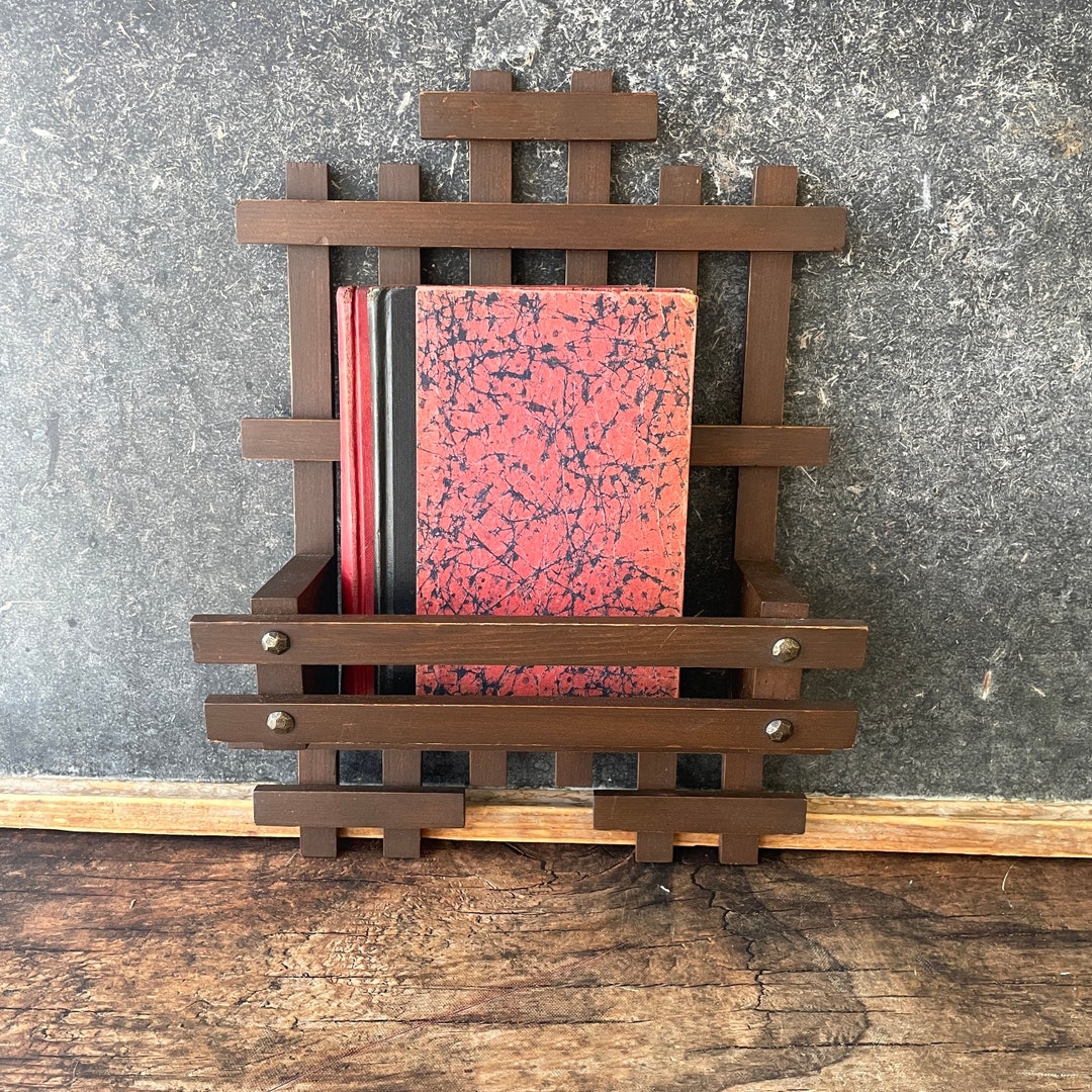 Vintage Book Rack, Holder, Wood - Etsy