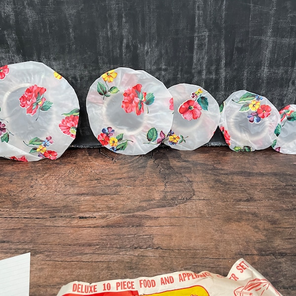 Vintage floral bowl covers, toaster cover