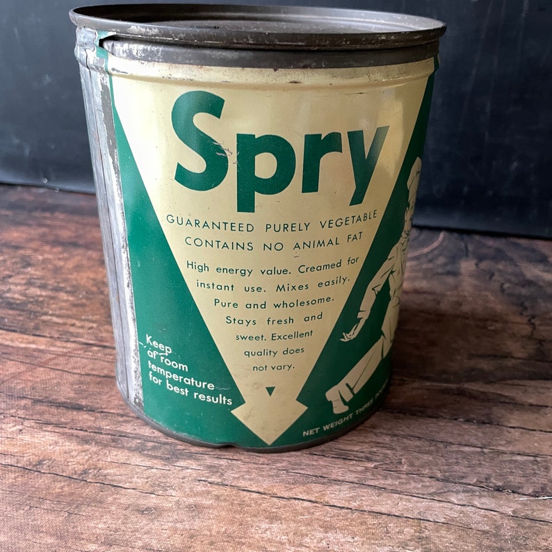 Vintage Lard Tin Shortening Can Spry Green Etsy Australia