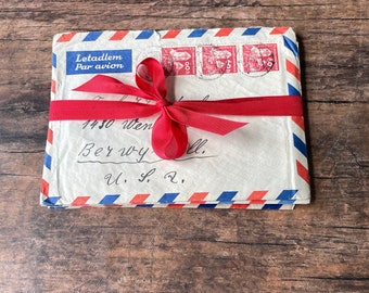 Vintage air mail letters, group, cursive, handwriting, Czech