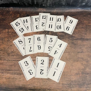 Wedding Table Numbers, Flinch cards, 1-15, numbered cards