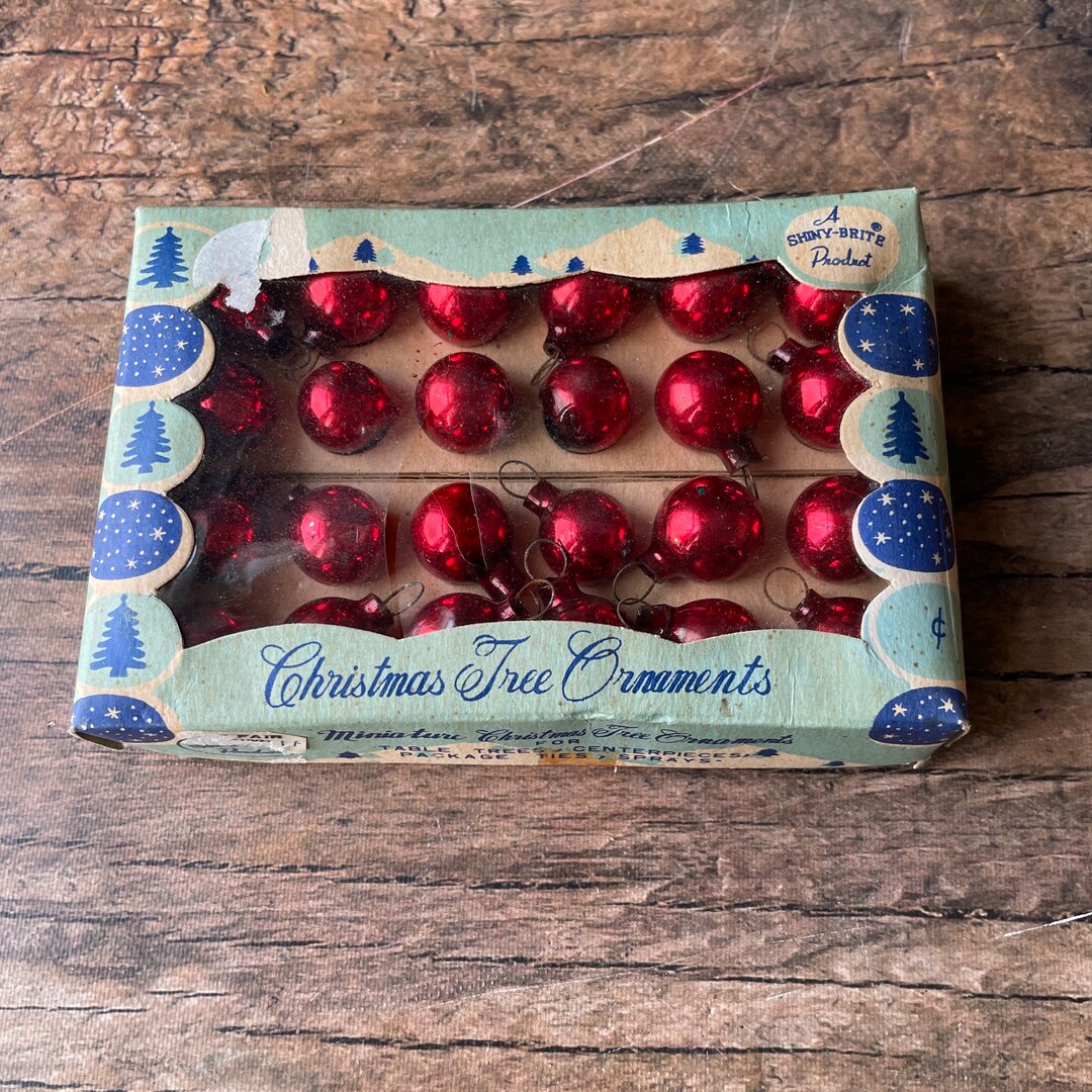 Vintage Small Glass Ornaments, Red Mini Etsy