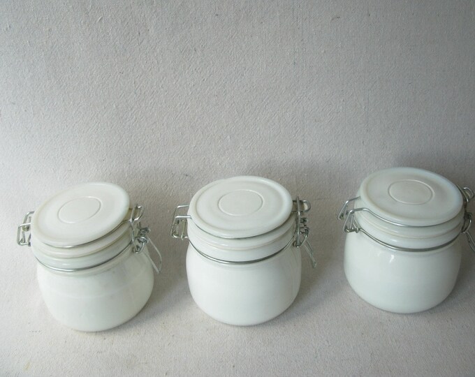 Milk Glass Canisters Vintage Milk Glass Jars Etsy